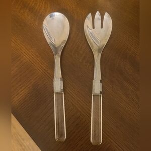 Elegant Salad Server Set Lucite Handles Stainless Steel MCM Vintage Taiwan
